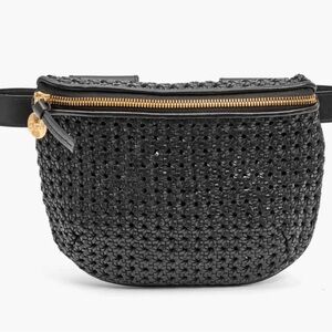 NWT CLARE V. Black Rattan Fanny Pack